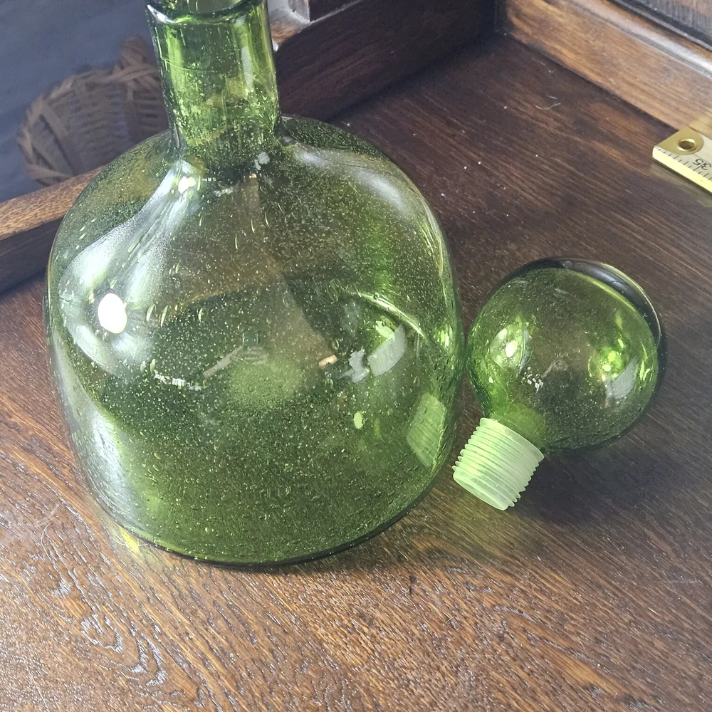 Blenko Green Glass Decantor With Its Stopper. - Picture 4 of 9